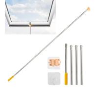 Telescopic Window Opener Pole, 5-Section Stainless Steel for Sliding Windows & Skylights, Adjustable Loft Hatch Pole with Non-Slip Hook & Blind Control, Compatible with Velux Roof