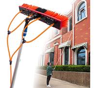 Telescopic Window & Solar Panel Cleaning Kit Rotating Brush Water Fed 20FT Extendable Pole Steel Buckle Fixing Easy Installation Home