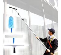 Telescopic Window Washing Tool for Outside Windows, Commercial Reach & Clean Glass Cleaner Kit with Super Light Long Handle for Third Floor, 26.2ft