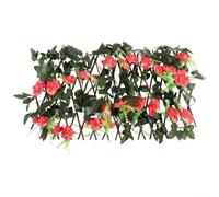 Telescopic Wooden Fence For Garden Privacy Screen And Decorative Wall Coverage On Terrace Courtyard And Balcony(Dark Pink)