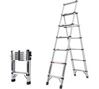 Telescoping A-e Step Ladder Foldable Aluminum Ladder with Armrests 330LB Capaci Cact Sto Ideal for Home & DIY Projects Lightweight & Portable