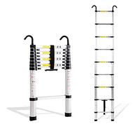 Telescoping Aluminum Ladder 10ft for Rooftop Tent 8m/7m/6.2m/5m/4m/3.8m/2.6m - Lightweight Ladder with Hook for Home RV Attic Outdoor Use