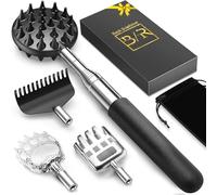 Telescoping Back Scratcher with 3Pcs Detachable Heads, Tukuos Portable Extendable Backcratchers for Men/Women, Metal Stainless Steel Massager/Backslap for Aggressive/Moderate Scratching