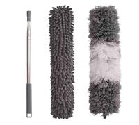 Telescoping Duster, Microfiber Dusters, 100" Extendable Cobweb Duster, Scratch-Resistant Cover, Bendable, Washable, Lint Free Feather Dusters for Cleaning Roof, Ceiling Fan, Blinds, Cobwebs
