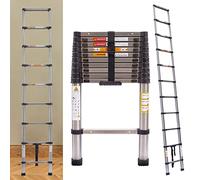Telescoping Extension Ladder 10.5FT Stainless Steel Heavy Duty Telescopic Ladder with Locking Mechanism Multi-Purpose Collapsible Ladder EN131 Safe Standard Adjustable Height for RV Loft Home Attic