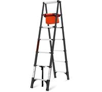 Telescoping Extension Ladder with A Frame Design Portable and Collapsible Aluminum Step Ladder for Home and Industrial Use 330LB/150KG Capacity Wide and Sturdy for Safety