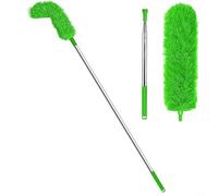Telescoping Gutter Cleaning Brush 2.5M With Flexible Curved Brush Head For Deep Gutter Channel And Corner Debris Removal(Green)