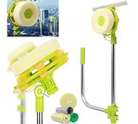 Telescoping High Window Cleaner, 1.4 M Extra Long Pole Window Cleaning Equipment, 2 in 1 Microfiber Cloth & Rubber Squeegee Telescopic Pole Window Squeegee Tools, for Car Window Glass Mirror Cleaning