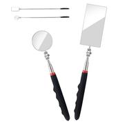 Telescoping Inspection Mirror 2 Pack, 2.05 Inch Round & 3.94" x 1.96" Rectangle Mechanics Mirror, 360° Rotatable Adjustable Extendable Handle, Retractable Telescopic Inspection Mirror for Auto Repair