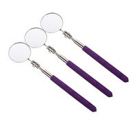 Telescoping Inspection Mirror 3pcs with 360 Swivel Head for Mechanics | Extendable 5.6 to 24 Inch Stick, Portable Grip, Undercarriage and Narrow Spaces, Purple