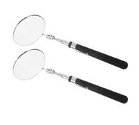 Telescoping Inspection Mirror, Extendable 2pcs | Glass Stainless Steel Plastic Build, Textured Grip and Surface, for Maintenance and Hidden Checks