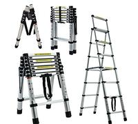 Telescoping Ladder, 1.4M - 1.7M Aluminum Telescopic A Frame 4+5 Step Ladder, Portable Extendable Multi-Purpose Folding Ladder for DIY Home Work Builder Garden, Max Weight 330lbs