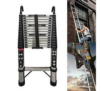 Telescoping Ladder 4.4M Extendable Portable Loft Ladder Foldable Multi-Purpose Telescopic Ladder with Detachable Hooks for Roof Work, Window Cleaning, Indoor Decorating