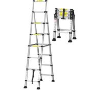 Telescoping Ladder, A-Frame Aluminum Telescopic Ladder,6+7 Steps Extension Ladder Adjustable Lightweight Folding Ladder,330lb Capacity 2.0+2.3M/6.6ft+7.5ft