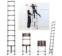 Telescoping Ladder, Portable Telescopic Extension 3.2M Tall Multi Purpose Loft Ladder, Folding Retractable Library Ladder with Adjustable Step for Roof Work, Window Cleaning, Indoor Decorating