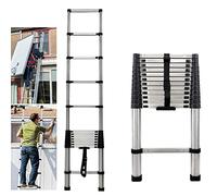 Telescoping Ladder, Portable Telescopic Extension 3.8M Tall Multi Purpose Loft Ladder, Folding Retractable Library Ladder with Adjustable Step for Roof Work, Window Cleaning, Indoor Decorating
