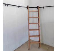 Telescoping Library Ladder Track Kit Rustic Black Corner Ra for Bookshelf Loft & Office Adjustable Length 3.3-26.2Ft Perfect for Home & Warehouse Use