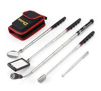 Telescoping Magnetic Pickup Tool Set-Extendable Magnet Flashlight with Inspection Mirror, Valentines Day Birthday Gifts for Men (red)