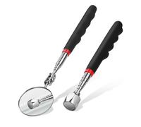 Telescoping Magnetic Pickup Tool Set Pull Force 16 lb, Extendable Magnet Pick-Up Tools, Telescopic Magnet Stick, Round 360° Swivel Adjustable Inspection Mirror, Birthday Gifts for Men, Dad, 2 Pack