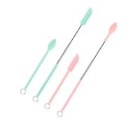 Telescoping Spatula and Spoon, 4pcs Mini Spatula Silicone for Cosmetics Retractable Thin Jar Scraper Spatula Set Multifunctional Small Silicone Spatula for Makeup Kitchen Food Narrow Bottle Can