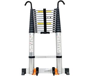 Telescoping Telescopic Ladder 8m/ 7m/ 6.2m/ 5m/ 4m/ 3.8m/ 2.6m, Aluminum Extension Ladders with Hook for Roofing Business, Household Use, RV Outdoor Work (Size : 8.1m/26ft)