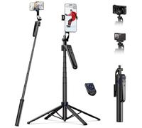 TELESIN 160cm Auto Face Tracking Tripod, 360° Rotating Selfie Stick with Bluetooth Remote and Gesture Control, No App Needed, for iPhone Android Phones, Action Cameras, for Vlogging and Live Streaming