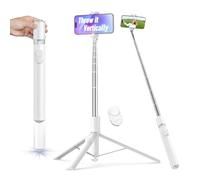 TELESIN 170CM Auto-Open Phone Tripod Stand, Tripod for iPhone, Selfie Stick with Zoom Remote, Extendable Travel Tripods Stand for Video, 360° Rotation Portable Cell Phone Holder for iPhone/Android