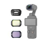 TELESIN 3-Filter Kit for DJI Osmo Pocket 4/3 and Xtra Muse | 0.72x wide-angle, LPR and 1/4 Black Mist filters | Magnetic glass set for travel, vlogs and night shooting
