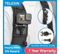 TELESIN 360° Rotation Backpack Strap Mount for GoPro Hero 13 12 11 10 9 8 7 6 5 Insta360 SJCAM EKEN DJI Osmo Action Accessories