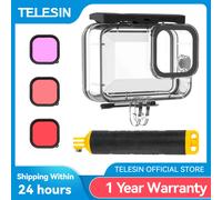 TELESIN Waterproof Case for GoPro Hero 11 Hero 10 Hero 9 Black, Underwater Dive Case Housing Shell Supports 60M/196FT Deep Diving Scuba Snorkeling with Bracket Screw Go Pro 10 9 Accessories