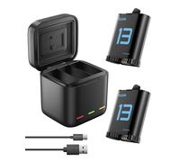 TELESIN Battery Charger Kit for GoPro Hero 13 Black - 2-Pack & Triple Charging Case with Type-C Cord, Fast Charging, High Capacity