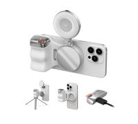 TELESIN Fun Shot Magnetic Phone Camera Grip + C03 Magnetic Selfie Light (Silver) Bundle Kit Compatible with iPhone & Android, Creator Kit for Selfies/Photography/TikTok/Zoom Calls/Video