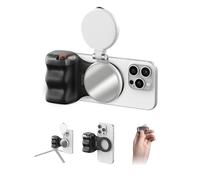 TELESIN Fun Shot Magnetic Phone Grip (Black) + C03 Selfie Light (White) | Bundle Kit Compatible with iPhone MagSafe & Android, Creator Kit for Selfies/Photography/TikTok/Zoom Calls/Video
