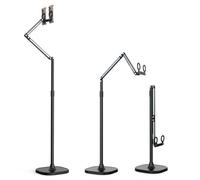 TELESIN Heavy Duty Tablet Floor Stand with Magnetic & Dual-Position Bracket - Adjustable Height 13-59 Inch, 7.7 lb Stable Base for Multi-Device Live Streaming, Video Calls Zoom (iPhone/Android)