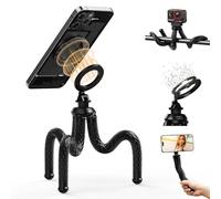 TELESIN Magnetic Flexible Phone Tripod, Portable & Flexible MINI Phone Tripod Stand, w/ 1/4" Thread for iPhone/Android/GoPro/DJI/insta360 etc, 360° Rotating Handheld Holder Selfie Stick for Vlog&Video