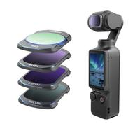 TELESIN Magnetic Lens Filter Kit for DJI Osmo Pocket 4/3, 4-Pack CPL ND16 ND64 ND256 Neutral Density Polarising HD Ultra-Thin Corning Glass Lens Filters, Lens Protection Set for Pocket 4/3