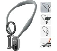 TELESIN Magnetic Neck Phone Holder for POV Vlogging, Grey | Hands-free adjustable mount for iPhone and Android | Chest strap for walking, travel, cooking and first-person video