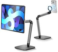 TELESIN Magnetic Phone Holder For Desk, Tablet Stand for iPad, With Heavy Duty Metal Base, Desktop Stand Holder With 360° Rotation, Height & Angle Adjustable, For Video Calls, Vlog Recording