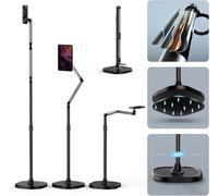 TELESIN Magnetic Phone Tablet Floor Stand, Aluminum Alloy Holder for Video | Recording, Overhead Bed/Sofa Mount, Height Adjustable Ultra Stable Base for MagSafe/iPhone/Android/iPad