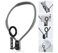 TELESIN ° Max Extended Magnetic Neck Holder for Cell Phones, POV/Vlog Chest Strap Selfie Holder, Handsfree iPhone and Android Phone Grey