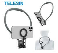 TELESIN Max Magnetic Neck Mount Silicone Quick Release Hold for Iphone 15 14 13 12 11 10 SAMSUNG HUAWEI XIAOMI Phone Accessories Grey