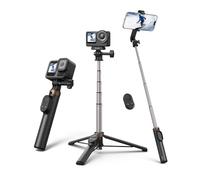 TELESIN Mini Selfie Stick Tripod & Phone Tripod, 2-in-1 Portable Vlogging Stand with 80m Bluetooth Remote, 360° Rotating Phone Clip, for DJI Osmo 360 Action 6/5/4, GoPro Hero 13/12/11 & iPhone Android