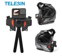 TELESIN Motorcycle Helmet Mount Strap Flodable Front Chin Mount for GoPro 13 12 11 10 9 DJI Osmo Action3 Insta360 Accessories
