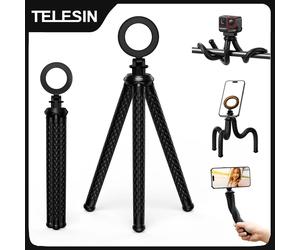 TELESIN Octopus Magnetic Quick Release Tripod Phone Holder Mini Tripod for iPhone 15 14 13 12 Pro Promax HUAWEI SAMSUNG XIAOMI Black