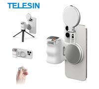 TELESIN Phone Camera Shoot Hand Grip Magnetic Smart Phone Holder Shooting Aid Remote Control Handle For Iphone Android Phone Hand Grip Fill light