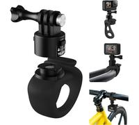TELESIN Quick Release Flexible Mount Wrap Band, Bike Handlebar Roll Bar Tube Stick Pole Mounting Accessory For Action Cameras (GoPro, Insta360, DJI) (Black, Quick Release)
