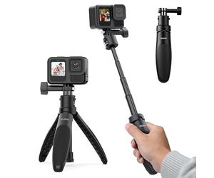 TELESIN° Quick Release Mini Selfie Stick Tripod with Compatible Devices for GoPro, DJI Action, Insta360, Black