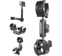 TELESIN Strong Aluminium 9mm To 38mm Clamping Range Double Crab Claw 360 Degree Camera Clamp Mount For GoPro, Insta360, DJI And Other Action Cameras