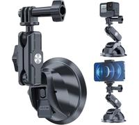 TELESIN Suction Cup Car Mount with Phone Holder for GoPro Hero 13 12 11 10 9 8 7 6 5 DJI Osmo Action 5 Pro 4 Pocket 3 Insta 360 X5 X4 GO 3, Windshield Window Dashboard Boats Vehicle Attach