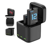 TELESIN Triple Battery Charger for Gopro 12 Hero 11 10 9 Black, 2-Pack Batteries and 3-Channel USB Storage Quick Charger for Gopro Hero 11/10/9 Batteries Charger
